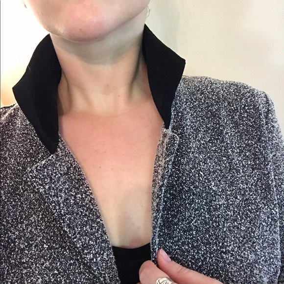 Vintage 90s Textured Gray Tailored Collared Coat - Picture 7 of 11